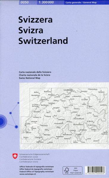 Produktbild: Generalkarte der Schweiz 1:300 000