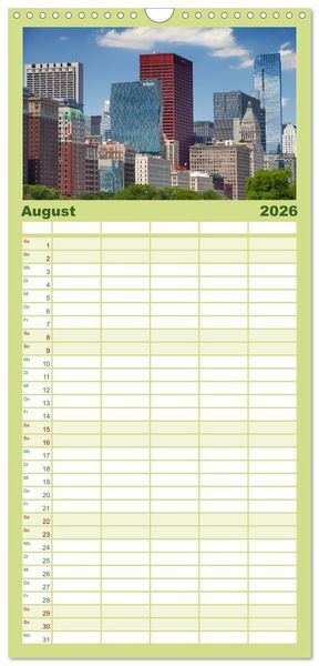 Produktbild: Familienplaner 2026 - CHICAGO Stadtzentrum mit 5 Spalten (Wandkalender, 21 x 45 cm) CALVENDO