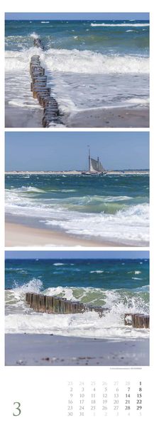 Strandgeflüster - Momente am Meer 2026 - Streifenkalender XXL 25x69 cm - Bildkalender im Hochformat - Wandkalender - Wandplaner - Strandkalender - Deu