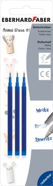 Produktbild: EBERHARD FABER Rollerpatrone Gel Erase it! Animal, 0,7 mm blau