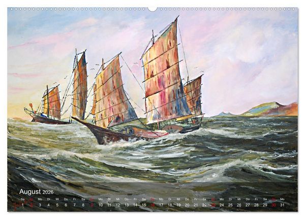 Produktbild: Segel am Horizont - Marinemaler Alfred Jahnke (hochwertiger Premium Wandkalender 2026 DIN A2 quer), Kunstdruck in Hochglanz