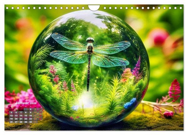 Produktbild: Libellen in einer Glaskugel (Wandkalender 2026 DIN A4 quer), CALVENDO Monatskalender