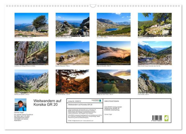 Produktbild: Weitwandern auf Korsika GR 20 (Wandkalender 2026 DIN A2 quer), CALVENDO Monatskalender