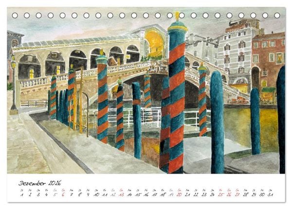 Produktbild: Venedig in stillen Aquarellen (Tischkalender 2026 DIN A5 quer), CALVENDO Monatskalender