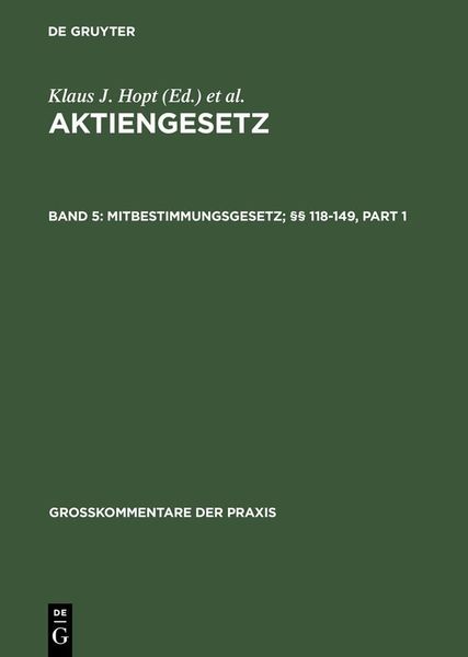 Produktbild: Mitbestimmungsgesetz; &sect;&sect; 118-149