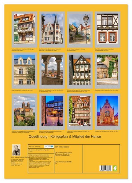 Produktbild: Quedlinburg - K&ouml;nigspfalz & Mitglied der Hanse (Wandkalender 2026 DIN A2 hoch), CALVENDO Monatskalender