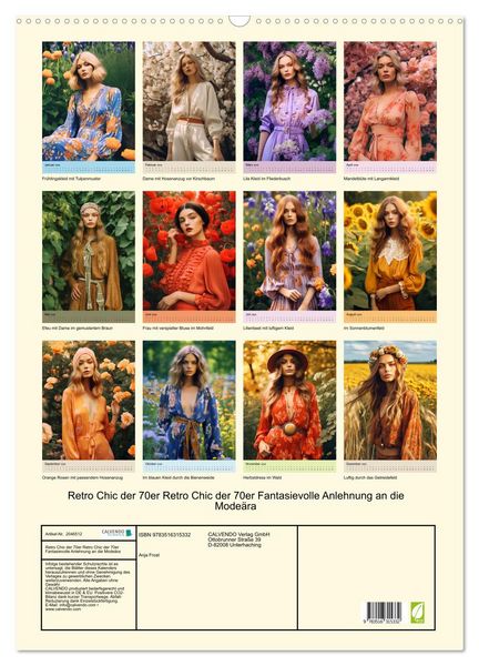 Produktbild: Retro Chic der 70er Retro Chic der 70er Fantasievolle Anlehnung an die Mode&auml;ra (Wandkalender 2026 DIN A2 hoch), CALVENDO Monatskalender