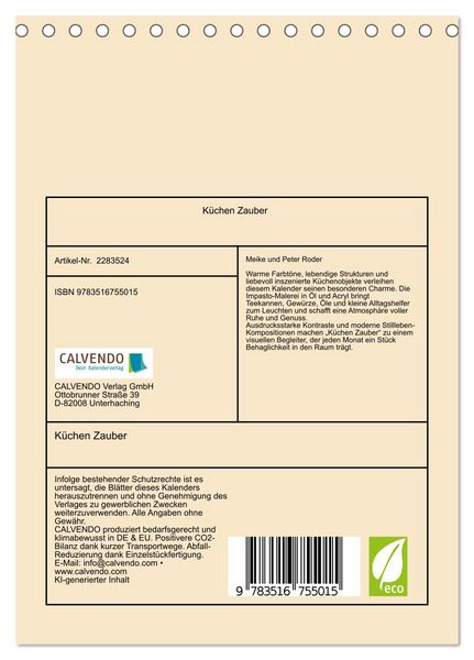 Produktbild: K&uuml;chen Zauber (Tischkalender 2027 DIN A5 hoch), CALVENDO Monatskalender