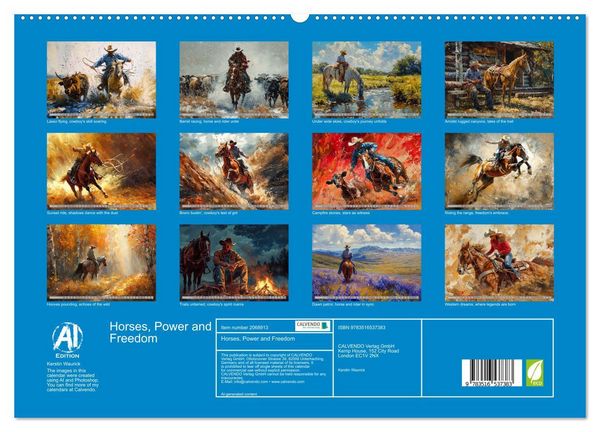 Produktbild: Horses, Power and Freedom (High Quality Premium Wall Calendar 2026 DIN A2 landscape),CALVENDO 12 Month Wall Calendar