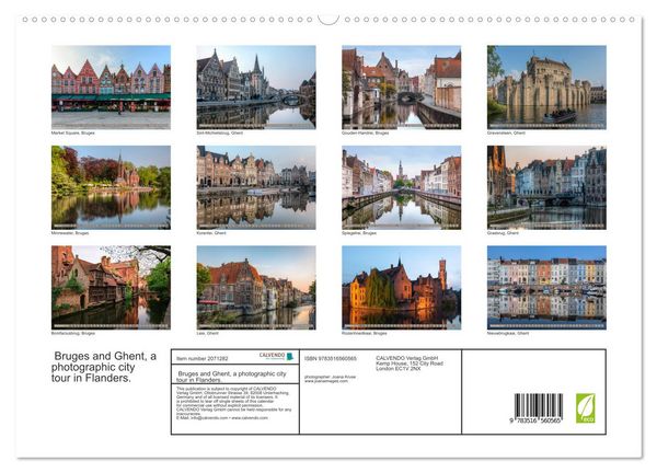 Produktbild: Bruges and Ghent, a photographic city tour in Flanders. (High Quality Premium Wall Calendar 2026 DIN A2 landscape),CALVENDO 12 Month Wall Calendar