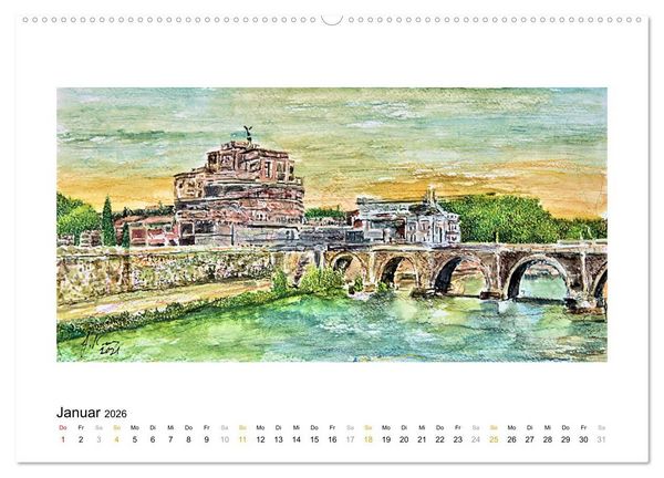 Produktbild: ROM In stillen Aquarellen (hochwertiger Premium Wandkalender 2026 DIN A2 quer), Kunstdruck in Hochglanz
