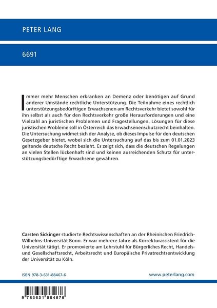 Produktbild: Der unterst&uuml;tzungsbed&uuml;rftige Erwachsene in Deutschland und &Ouml;sterreich