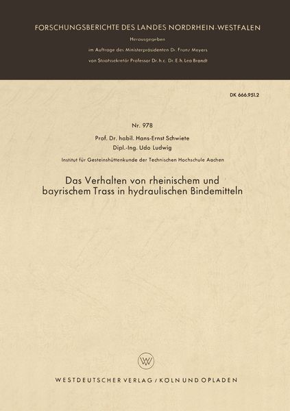 Produktbild: Das Verhalten von rheinischem und bayrischem Trass in hydraulischen Bindemitteln
