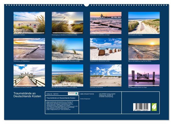 Produktbild: Traumstr&auml;nde an Deutschlands K&uuml;sten (hochwertiger Premium Wandkalender 2026 DIN A2 quer), Kunstdruck in Hochglanz