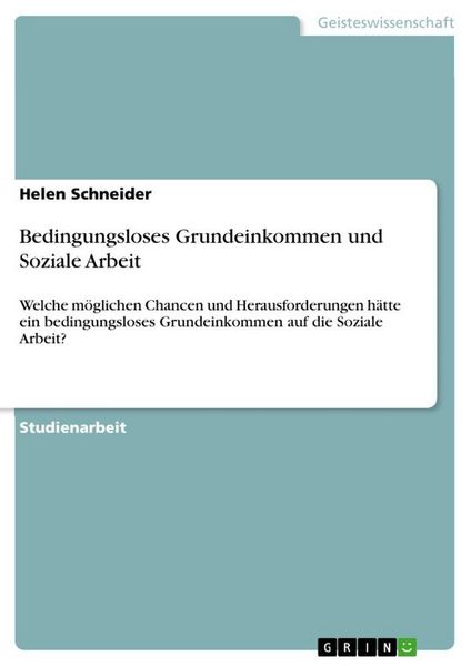 Produktbild: Bedingungsloses Grundeinkommen und Soziale Arbeit