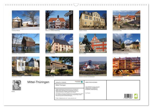 Produktbild: Mittel-Th&uuml;ringen (Wandkalender 2026 DIN A2 quer), CALVENDO Monatskalender