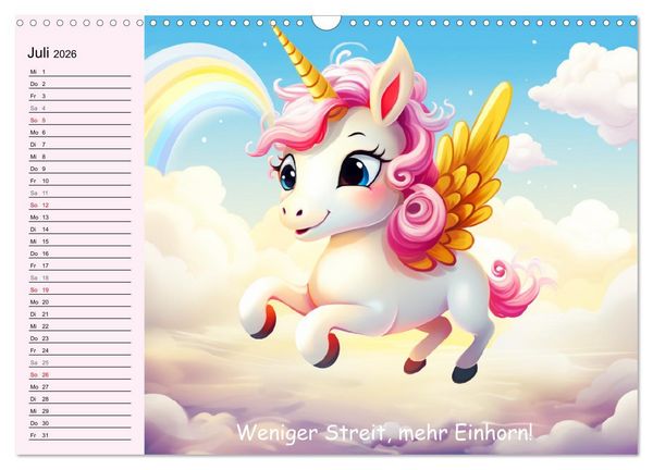 Produktbild: Unicorns! Lustige Einh&ouml;rner. Witzige Einhornspr&uuml;che und Weisheiten (Wandkalender 2026 DIN A3 quer), CALVENDO Monatskalender