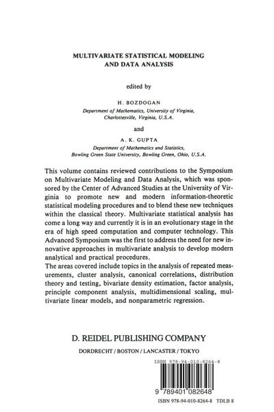 Produktbild: Multivariate Statistical Modeling and Data Analysis