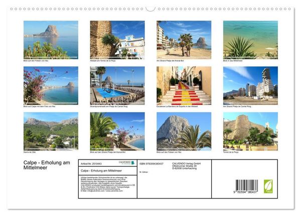 Produktbild: Calpe - Erholung am Mittelmeer (hochwertiger Premium Wandkalender 2027 DIN A2 quer), Kunstdruck in Hochglanz