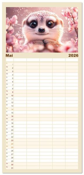 Produktbild: Familienplaner 2026 - Augen wie Kn&ouml;pfe mit 5 Spalten (Wandkalender, 21 x 45 cm) CALVENDO