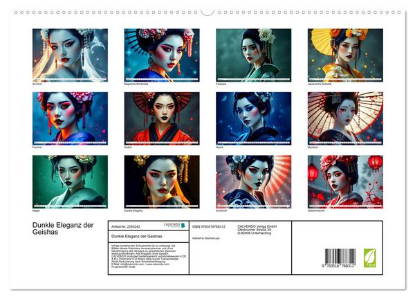 Produktbild: Dunkle Eleganz der Geishas (hochwertiger Premium Wandkalender 2027 DIN A2 quer), Kunstdruck in Hochglanz
