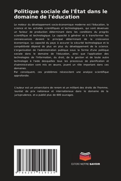 Produktbild: Politique sociale de l'&Eacute;tat dans le domaine de l'&eacute;ducation