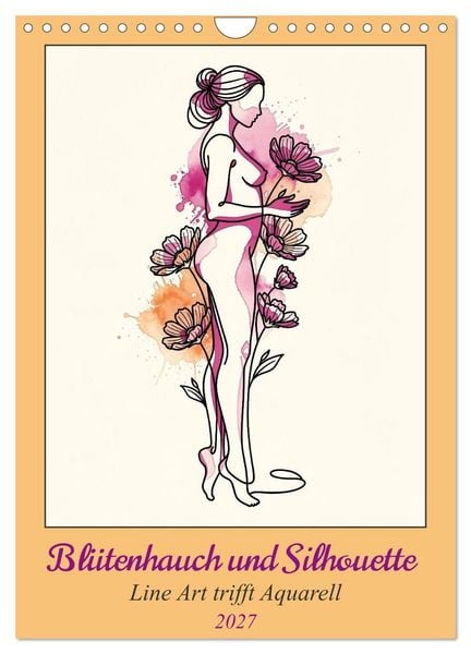 Produktbild: Bl&uuml;tenhauch und Silhouette - Line Art trifft Aquarell (Wandkalender 2027 DIN A4 hoch), CALVENDO Monatskalender