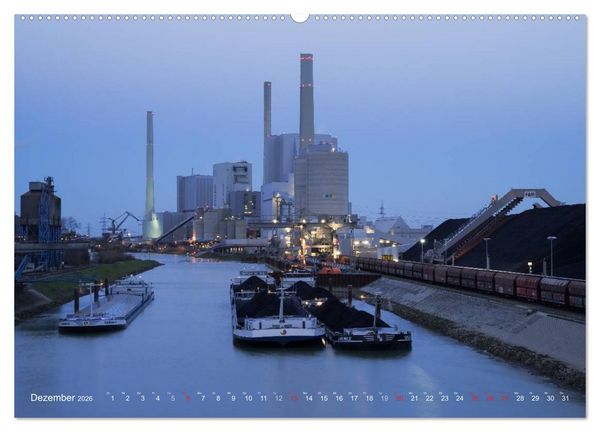 Produktbild: Mannheim 2026 - wenn es Nacht wird im Hafen (hochwertiger Premium Wandkalender 2026 DIN A2 quer), Kunstdruck in Hochglanz
