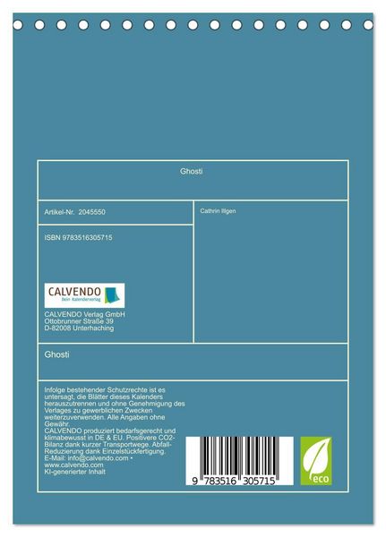 Produktbild: Ghosti (Tischkalender 2026 DIN A5 hoch), CALVENDO Monatskalender