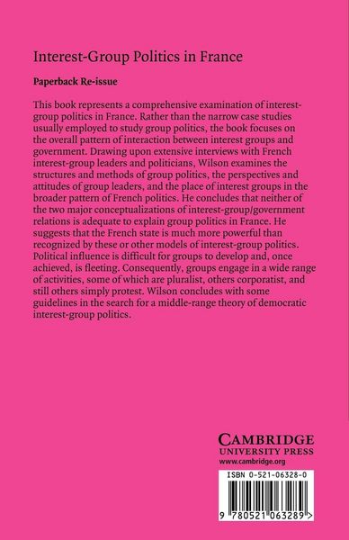 Produktbild: Interest-Group Politics in France