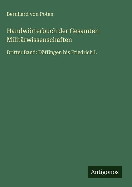 Produktbild: Handw&ouml;rterbuch der Gesamten Milit&auml;rwissenschaften