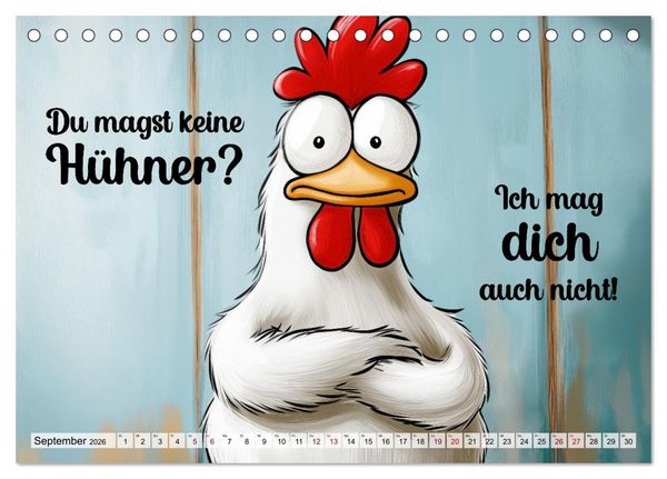 Produktbild: Verr&uuml;cktes H&uuml;hnervolk (Tischkalender 2026 DIN A5 quer), CALVENDO Monatskalender