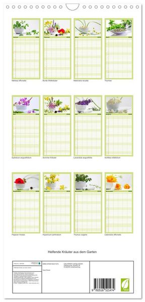 Produktbild: Familienplaner 2026 - Helfende Kr&auml;uter aus dem Garten mit 5 Spalten (Wandkalender, 21 x 45 cm) CALVENDO