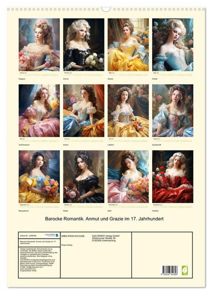 Produktbild: Barocke Romantik. Anmut und Grazie im 17. Jahrhundert (Wandkalender 2026 DIN A2 hoch), CALVENDO Monatskalender