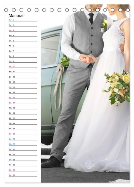 Produktbild: Lust auf Hochzeit - Planer (Tischkalender 2026 DIN A5 hoch), CALVENDO Monatskalender
