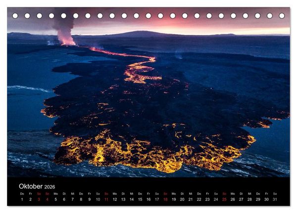 Produktbild: Vulkanausbruch - Island (Tischkalender 2026 DIN A5 quer), CALVENDO Monatskalender