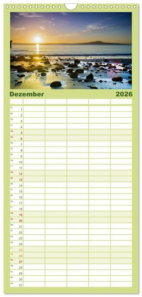 Produktbild: Familienplaner 2026 - Neuseeland - Die sch&ouml;nsten Orte am anderen Ende der Welt mit 5 Spalten (Wandkalender, 21 x 45 cm) CALVENDO