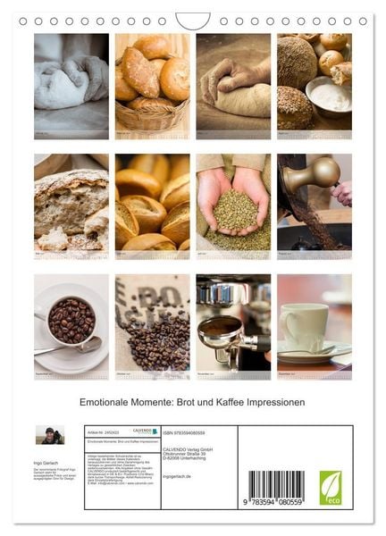 Produktbild: Emotionale Momente: Brot und Kaffee Impressionen (Wandkalender 2027 DIN A4 hoch), CALVENDO Monatskalender