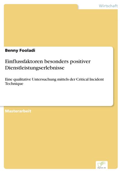 Produktbild: Einflussfaktoren besonders positiver Dienstleistungserlebnisse