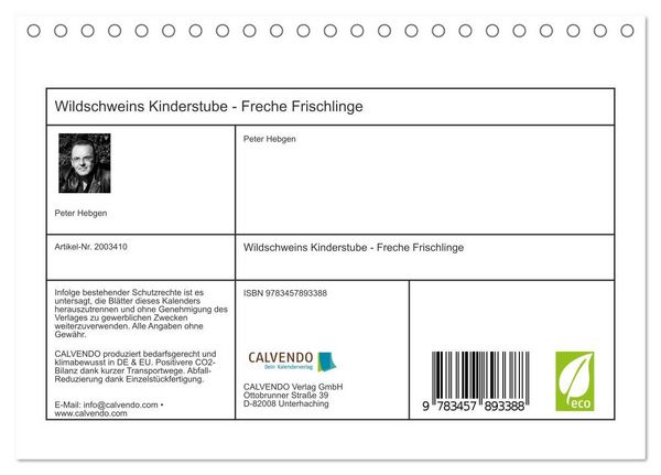 Produktbild: Wildschweins Kinderstube - Freche Frischlinge (Tischkalender 2026 DIN A5 quer), CALVENDO Monatskalender
