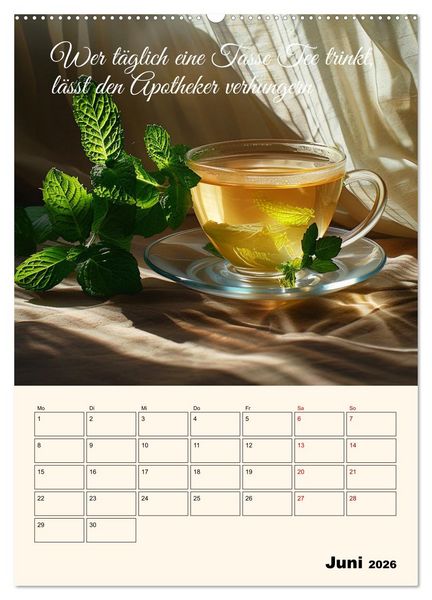 Produktbild: Du, mein geliebter Tee (Wandkalender 2026 DIN A2 hoch), CALVENDO Monatskalender