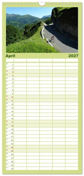 Produktbild: Familienplaner 2027 - Pyren&auml;enp&auml;sse mit dem Rennrad 2027 mit 5 Spalten (Wandkalender, 21 x 45 cm) CALVENDO