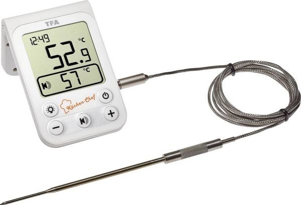 Produktbild: TFA Dostmann 14.1510.02 Grill-Thermometer &Uuml;berwachung der Kerntemperatur, Kabelsensor Braten, Grillgut, Niedergaren
