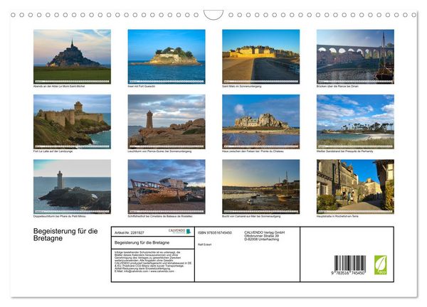 Produktbild: Begeisterung f&uuml;r die Bretagne (Wandkalender 2026 DIN A3 quer), CALVENDO Monatskalender