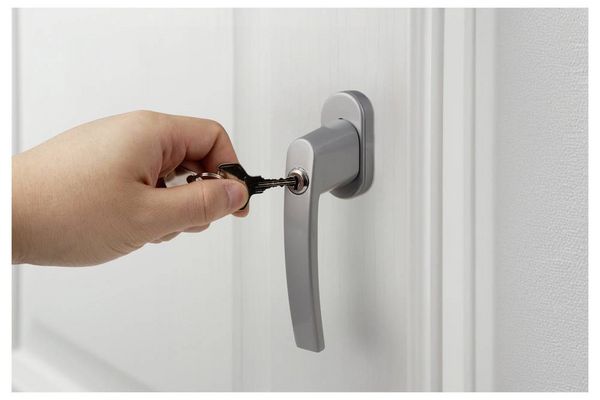 Produktbild: Sygonix SY-7065784 Fenstergriff abschlie&szlig;bar Wei&szlig;