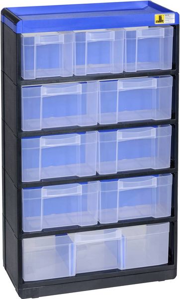 Produktbild: Allit 464640 Kleinteilmagazin VarioPlus Pro 53/21 (B x H x T) 300 x 525 x 135 mm Schwarz, Blau 1 St.