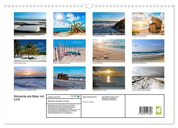 Produktbild: Momente am Meer mit Lyrik (Wandkalender 2027 DIN A3 quer), CALVENDO Monatskalender