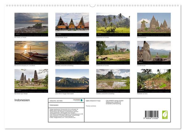 Produktbild: Indonesien (hochwertiger Premium Wandkalender 2026 DIN A2 quer), Kunstdruck in Hochglanz