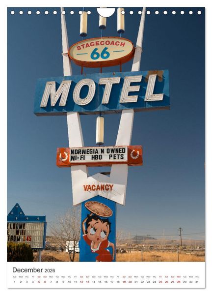Produktbild: Historic Route 66 Motel (Wall Calendar 2026 DIN A4 portrait), CALVENDO 12 Month Wall Calendar