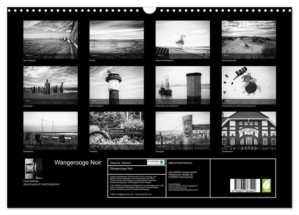 Produktbild: Wangerooge Noir (Wandkalender 2026 DIN A3 quer), CALVENDO Monatskalender